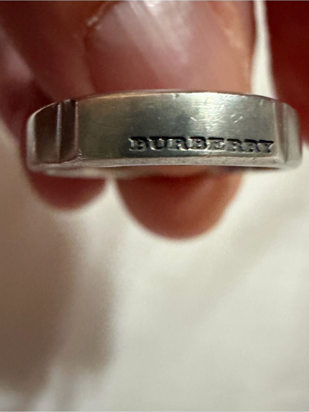 Burberry Unisex Engraved Logo Band - Sterling Silver